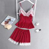 Lace Sleeveless Sling and Shorts Sleepwear