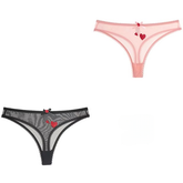 Lingerie Lace Temptation Low-waist Heart Ins Embroidery Transparent Thong Sweet Panties