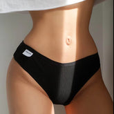 Lingerie Striped Cotton Solid Color Briefs Low-Rise Soft 6PCS Panty Set