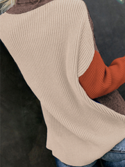 ROSAFA Turtleneck Mocha Orange Contrasting Knit Jumper