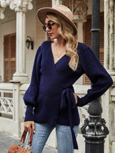 LEONORA Bishop Sleeve Knit Top - Navy