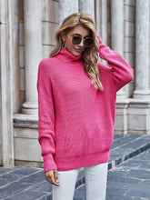 ILLY Turtleneck Basic Knit Sweater - Neon Pink