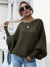 GISELE Lantern Sleeve Tighten Cuff Knit Top - Olive