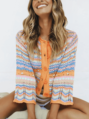 Pumpkin Date Knit Cardigan - Orange