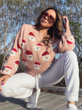 Pink Smiling Santa Christmas Sweater