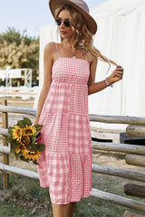 MARGARETTA Tartan Midi Dress - Pink