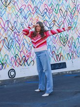 Red Pink Heart Ring Knit Top