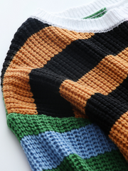 ROBERTA Stripe Block Color Knit Top