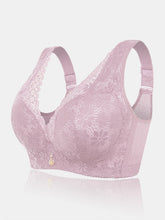 Plus Size See Through Floral Lace Wireless Gather Bra