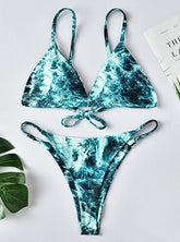 Printed Style String Two Piece Bikini Swimsuit