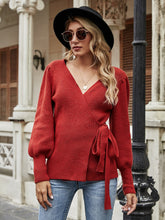 LEONORA Bishop Sleeve Knit Top - Red