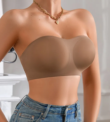 Removable Padded Soft Ice Silk Traceless Brasseries Wire Free Seamless Strapless Bra