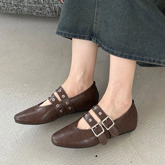 Buckle Strap Footwear Round Toe Flats With Dance Shoes Soft Shallow Ballet Flats Shoes
