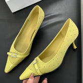Pointed Toe Low Heel Shoes Belt Buckle Elegant Office Thin High Heels Shallow Pumps Zapatos De Mujer