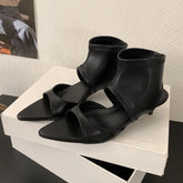 Open Toe Footwear Low Heel Modern Ankle Booties Shoes Stretch Heeled Sandals Boots Shoes
