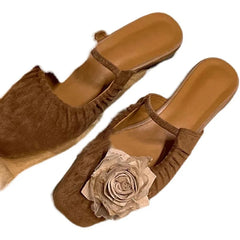 Half Slipper Mary Jane Shoes Elegant Mules Shoes Low Heel Sandal Outdoor Slipper