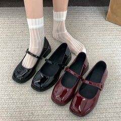Shoes Woman Oxfords All-Match British Style Footwear Leather Preppy Dress Retro Med Mary Janes