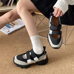 Retro Casual Thick Soled Mary Jane Shoes Versatile Shallow Mouth Comfortable Chunky Single Shoes