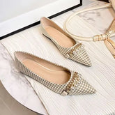 Normal Leather Casual Pearl Pointed Toe Formal Shoes