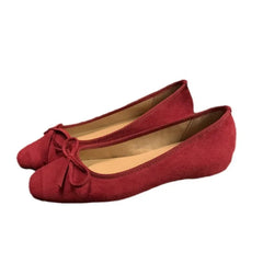 Suede Bow Ballet Style Flat Shoes Square Toe Shallow Mouth Loafers Shoes Outdoor Comfortable Shoes