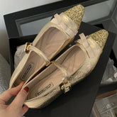 Bling Butterfly-knot Mary Jane Shoes Elegant Flat Shoes Shallow Comfort Increased Internal Brand
