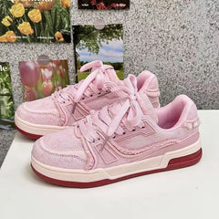 Casual Sneakers Popular Niche Vintage Skateboard All Match Shoes Couple Style Pink Sneakers