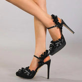 Rhinestone Sandals High Heels Med Comfort Shoes
