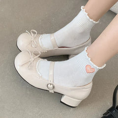 Round Toe JK Mary Jane Shoes Concise Outdoor Butterfly-knot Pumps Leather Shoes