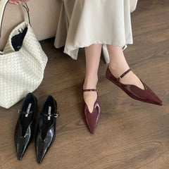 Comfort Shallow Flat Shoes Pointed Toe Elegant Office Shoes Buckle Strap Footwear Zapatos De Mujer