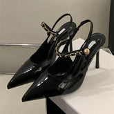 Street Style Rivet Pointed Toe Sandals Buckle Strap Thin Heels Party Prom Stripper Shoes