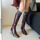 High Heels Simple Style Warm Slim Long Shoes Woman Thigh High Knight Boots