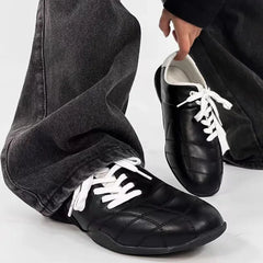 Black Casual football Style Sneakers Flats Chic Shoelaces Comfy Walking Shoes Woman Trainers High Quality