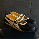Vintage Round Toe Shallow Mouth Velcro Sports Flat Ballet Shoes Mary Jane Shoes German Training Shoes