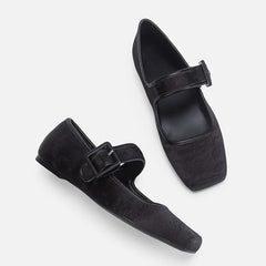 Silk Embroidery Ballerinas Woman Pig Toe Flats Shoes Belt Buckle Silky Mary Janes Wedding Brides Ballets Loafers
