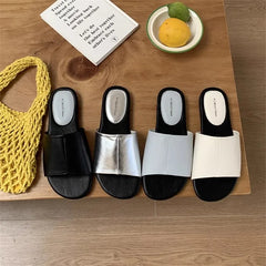 Shoes Slippers Soft Loafers Slides Clogs Woman Comfort Rubber Silver Flat Beach Concise Shoes Silver Ladies' Slip