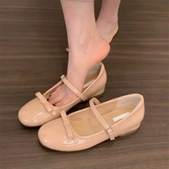 bouble bowtie flats japanned leather ballerina shoes height increasing bowknot ankle strap loafers slip on wedges