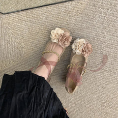 Shoes Woman Flats Modis Elegant Dress On Heels Floral Mary Janes Flower Shoes Heels