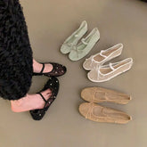 Flat Shoes Mesh Elegant Mary Jane Shoes Soft Sole Outdoor Dress Ballerinas