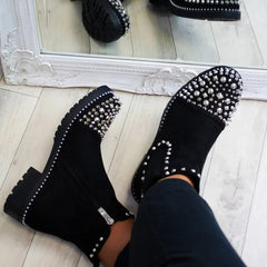 Platform Chunky Heels Ankle Boot Brand Crystal Combat Boots Cool Comfy Shoes Motorcycle Boots