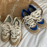 Sneakers Outdoor Casual Mixed Colors Genuine Leather Cross-Tied Shoes Woman Flats Platforms