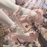 Lovely Girls Lolita Butterfly Knot High Heels Platform Shoes