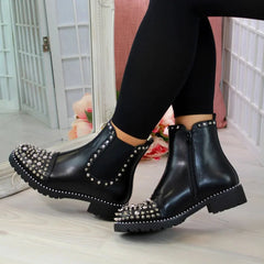 Platform Chunky Heels Ankle Boot Brand Crystal Combat Boots Cool Comfy Shoes Motorcycle Boots