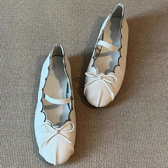 Sweet Bowknot Design Comfort Soft Ballet Flats Elegant Pleated Shallow Flats Loafers Zapatos De Mujer