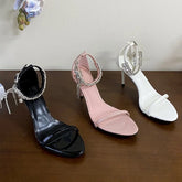 Rhinestones Heels Sandals Shoes Round Toe Ankle Strap Footwear Party High Heels