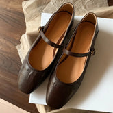 Small Leather Shoes Low-heeled Buckle Pumpss Square Head Two Wear Mary Jane Shoes