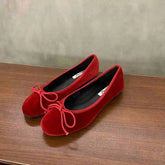 Red Flat Shoes Shallow Slip On Elegant Ballerinas Shoes Soft Flat Heel Outdoor Casual Mary Jane