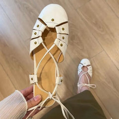 Flat Sandals Woman Slippers Slingback Trend Dress Shallow Soft Leather Comfort Sandalias
