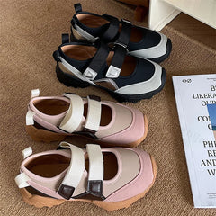 Retro Casual Thick Soled Mary Jane Shoes Versatile Shallow Mouth Comfortable Chunky Single Shoes