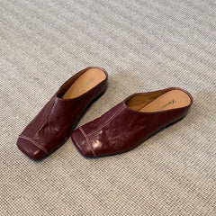 Genuine Leather Wrapped Cool Slippers Casual Flat Half Slippers Outdoor Comfortable Shoes