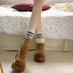 Furry Warm Cotton Snow Boots Comfort Shoes Concise Platform Thick Bottom Short Botas De Mujer